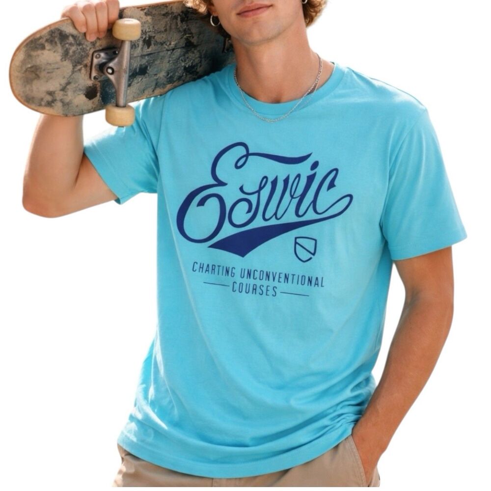 Eswic Skate Graphic T Shirt Mens M Blue Logo Streetwear Casual Cotton Tee